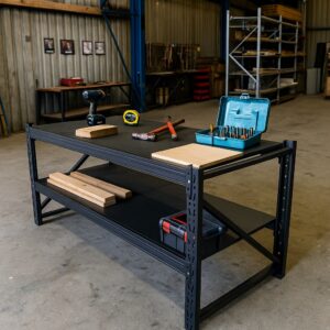 Steel Work Bench 2M X 0.8M X 0.9M Black