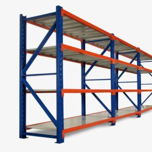 6.5M X 0.6M X 2M 3200 KG Heavy Duty Steel Shelving Blue Orange