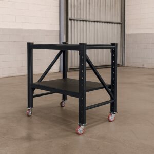 Steel Work Bench 1.07M x 0.6M x 1.03M On Castors Black