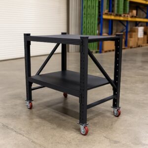 Steel Work Bench 1.2M x 0.6M x 1.03M On Castors Black