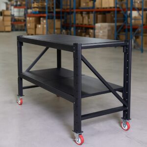 Steel Work Bench 1.5M x 0.6M x 1.03M On Castors Black