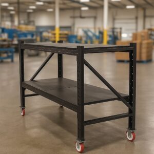 Steel Work Bench 1.5M x 0.6M x 1.03M On Castors Black