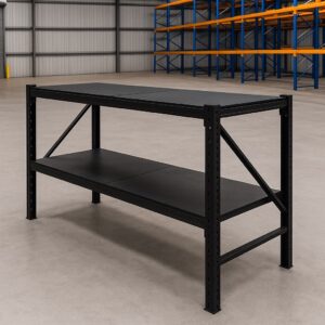 Steel Work Bench 2M x 0.6M x 0.9M Black