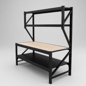 Ultimate Heavy Duty High Back Work Bench 2M X 0.8M X 2M Black