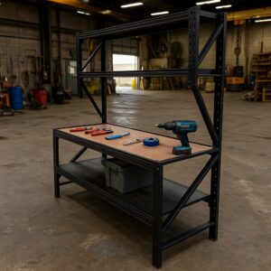 Ultimate Heavy Duty High Back Work Bench 2M X 0.8M X 2M Black