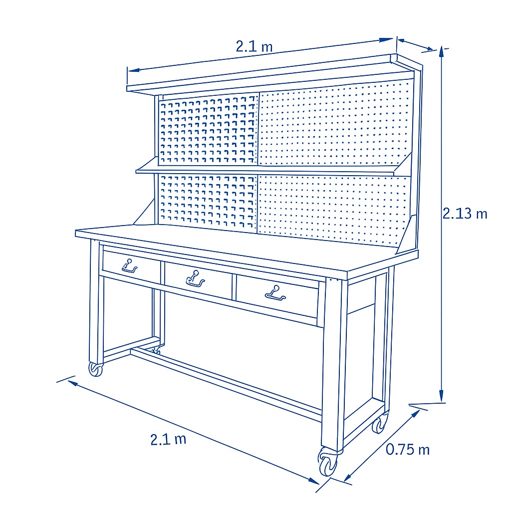 Industrial Mobile Work Bench 2.1M Length - Image 9