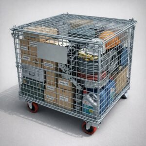 Wire Mesh Stillage – 1.0M (With Lid & Castors)