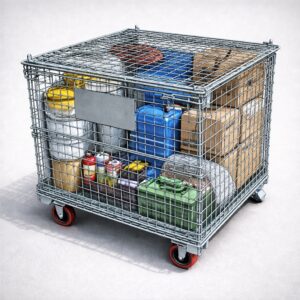 Wire Mesh Stillage – 1.2M (With Lid & Castors)