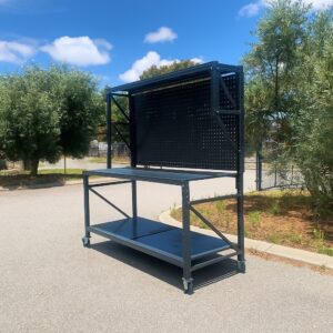 3 Tier Back Board Work Bench 2M X 0.8M X 2M On Castors