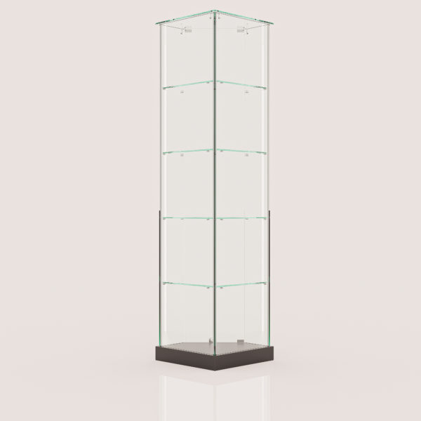 Frameless Showcase Corner LED Lighting Lockable Tall Black 0.45M X 0.45M X 1.85M Flat Pack - Image 3