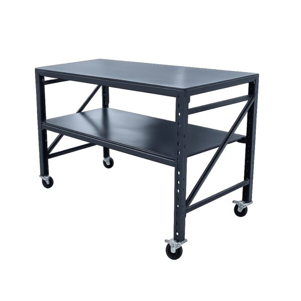 Full Steel Work Bench 1.5M X 0.8M X 1M On Castors - Hobbs Displays