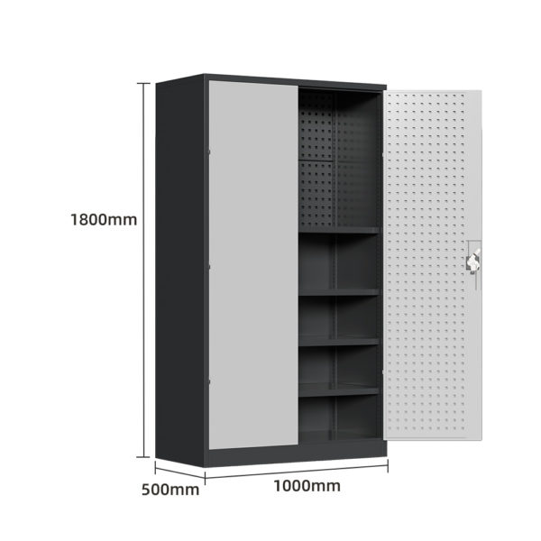 Industrial 4 Shelf Pegboard Storage Cabinet 1M x 0.5M x 1.8M - Image 2