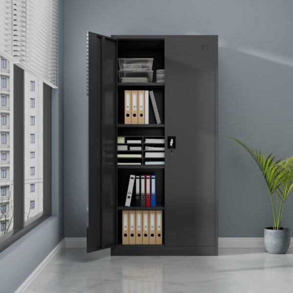 Steel Storage Cabinet 0.9M x 0.45M x 1.8M Black - Image 4