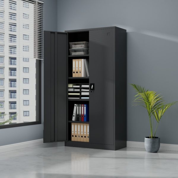 Steel Storage Cabinet 0.9M x 0.45M x 1.8M Black - Image 3