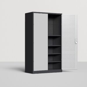 Industrial 4 Shelf Pegboard Storage Cabinet 1M x 0.5M x 1.8M