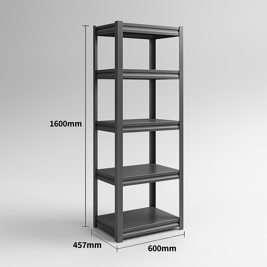 Steel Shelving 0.6M X 0.457M X 1.6M Black