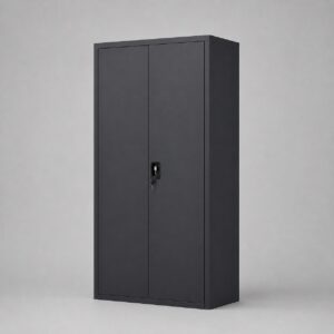 Steel Storage Cabinet — 2-Door Lockable, Matt Black, 0.9M × 0.45M × 1.8M