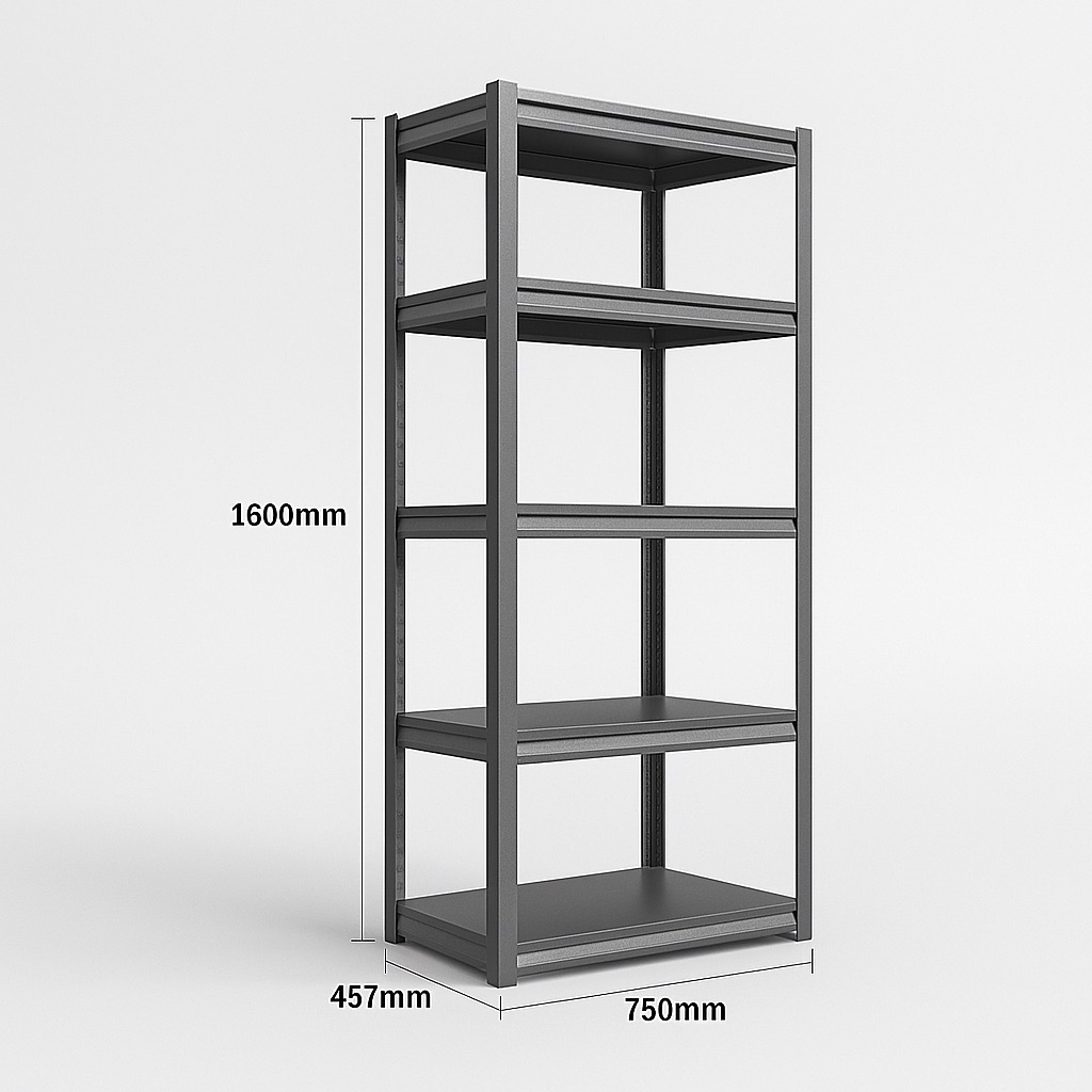 Steel Shelving 0.75M X 0.457M X 1.6M Black