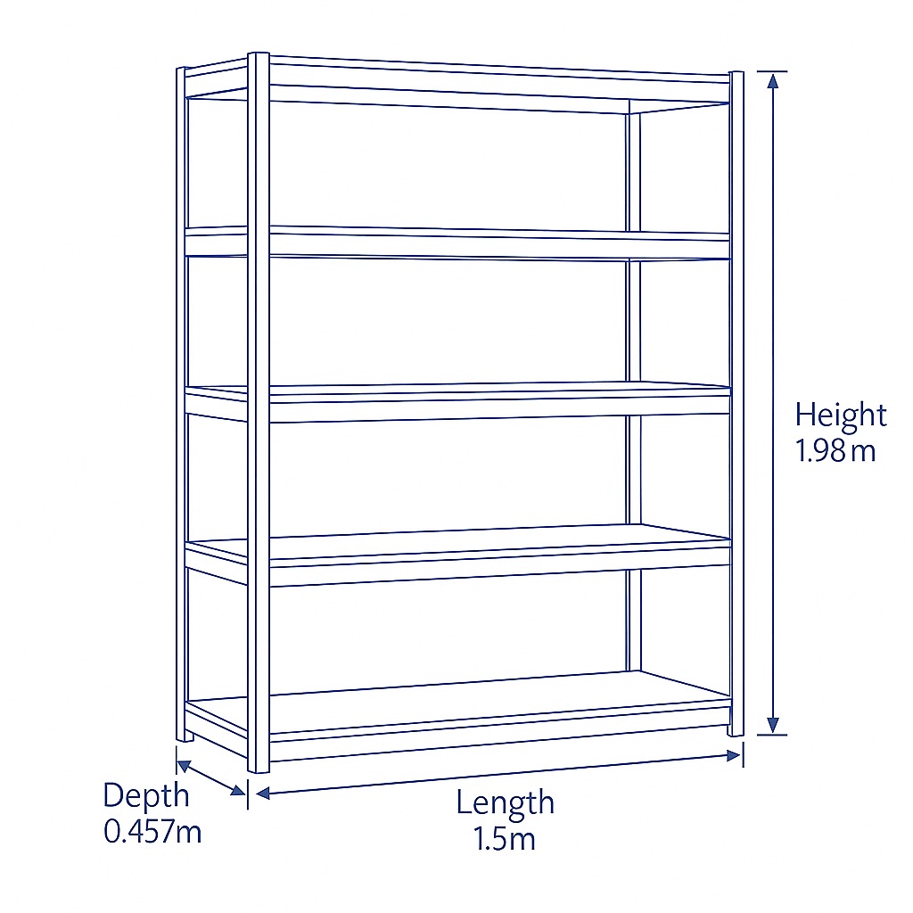 Steel Shelving 1.5M X 0.457M X 1.83M Black - Image 3