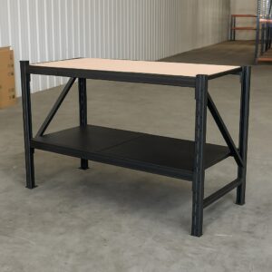 Steel Work Bench 1.5M x 0.6M x 0.9M Plywood Work Top Black