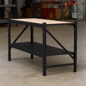 Steel Work Bench 1.5M x 0.6M x 0.9M Plywood Work Top Black