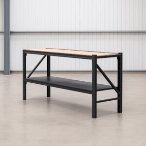 Steel Work Bench 1.8M x 0.6M x 0.9M Plywood Work Top Black