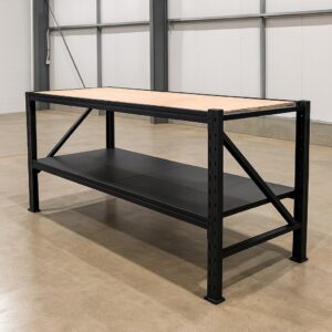 Steel Work Bench 2M x 0.6M x 0.9M Plywood Work Top Black