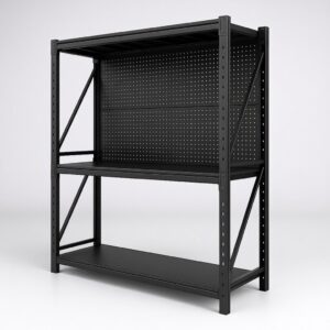 3-Level Steel Storage Shelving with Square-Hole Pegboard (2m Wide)