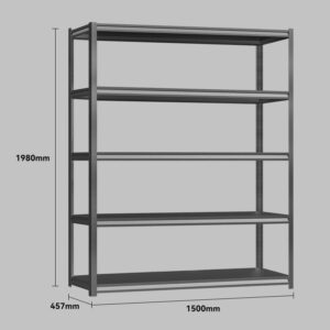 Steel shelving 1.5M X 0.457M X 1.98M Black