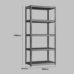 Steel Shelving 0.8M X 0.457M X 1.98M Black