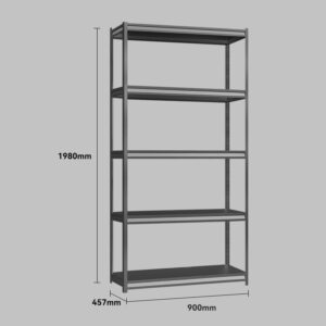 Steel Shelving 0.9M X 0.457M X 1.98M Black