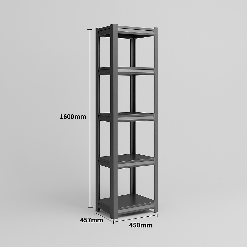 Steel Shelving 0.45M X 0.457M X 1.6M Black