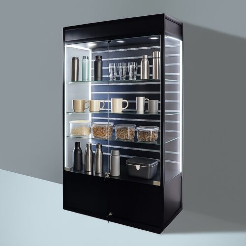 LuxGuard™ Slatwall Storage Glass Display Cabinet - Hobbs Displays