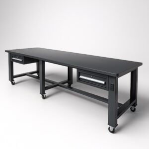 Industrial Grade Work Bench 3M x 0.9M x 1.03M Steel Worktop On Castors