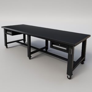 Industrial Grade Work Bench 3M x 1.2M x 1.03M Steel Worktop On Castors