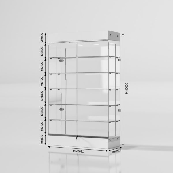 Exquisite Frameless Glass Cabinet Illuminated Canopy White 1.2M X 0.45M X 2M Flat Pack - Image 2