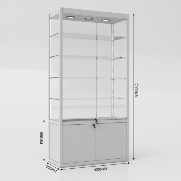 Titanium Alloy Cabinet LED Lighting Lockable Storage White 1M X 0.5M X 2M Flat Pack - Image 2