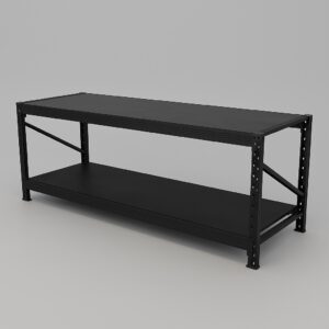 Heavy Duty Steel Work Bench 2.4m x 0.8m x 0.9m (Black) with Plywood Worktop