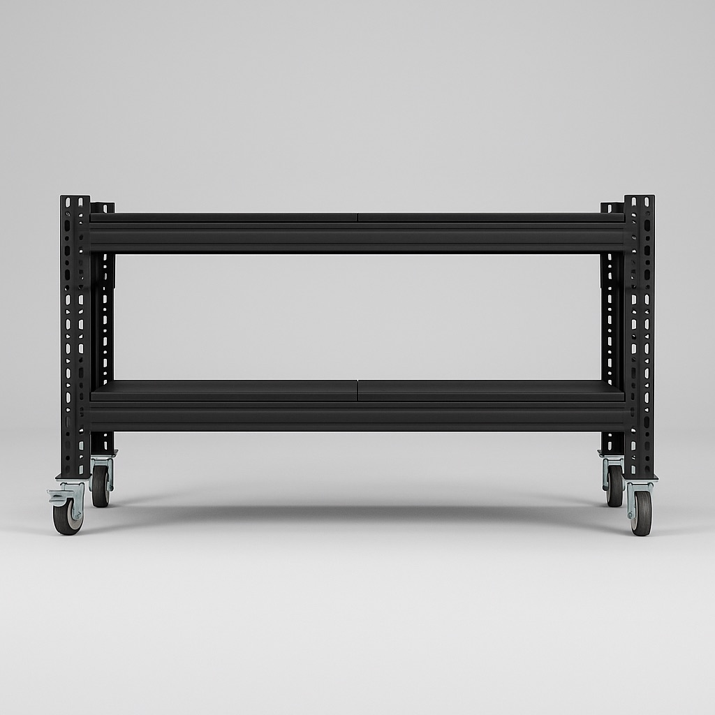 Industrial All Steel 2 Level Work Bench On Castors - Image 3