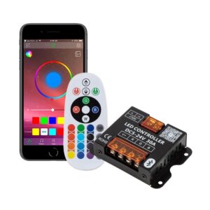 RGB LED Control Kit with RF Remote – Controller + Splitters (12–24V DC)