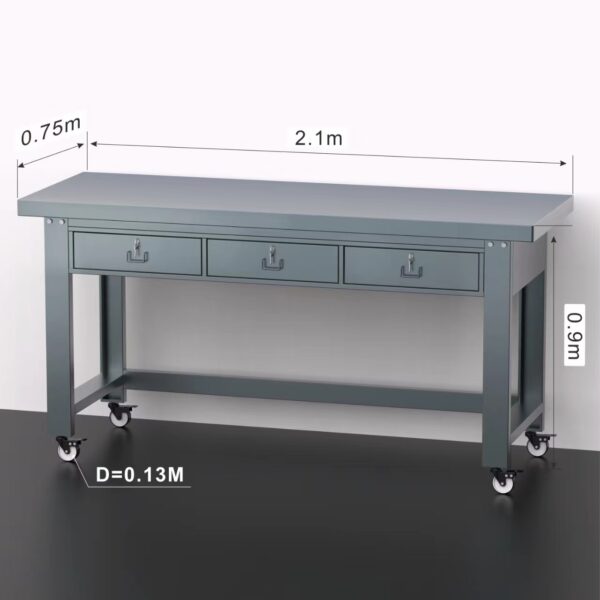 Industrial Mobile Work Bench 2.1M Length with Drawers - Image 2