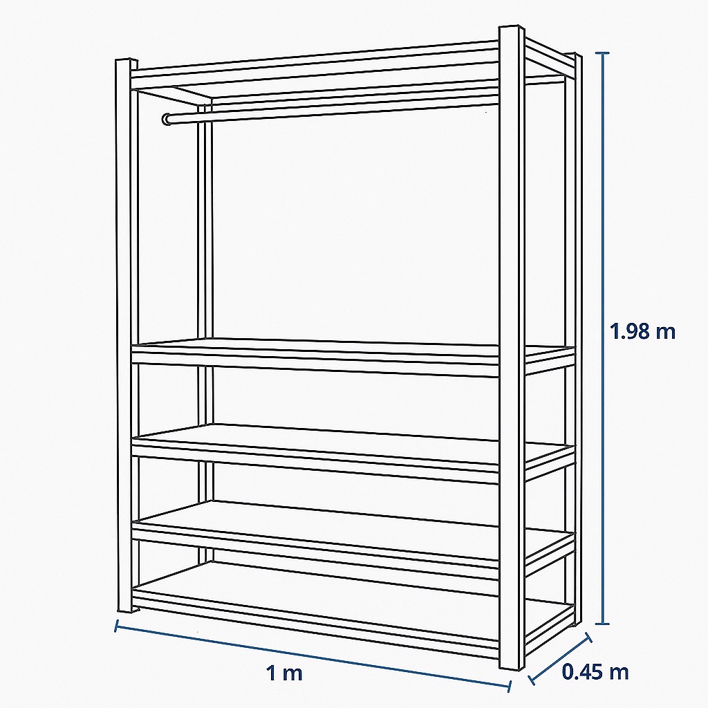 Elegante Wardrobe 1M x 0.45M x 1.98M - Image 3