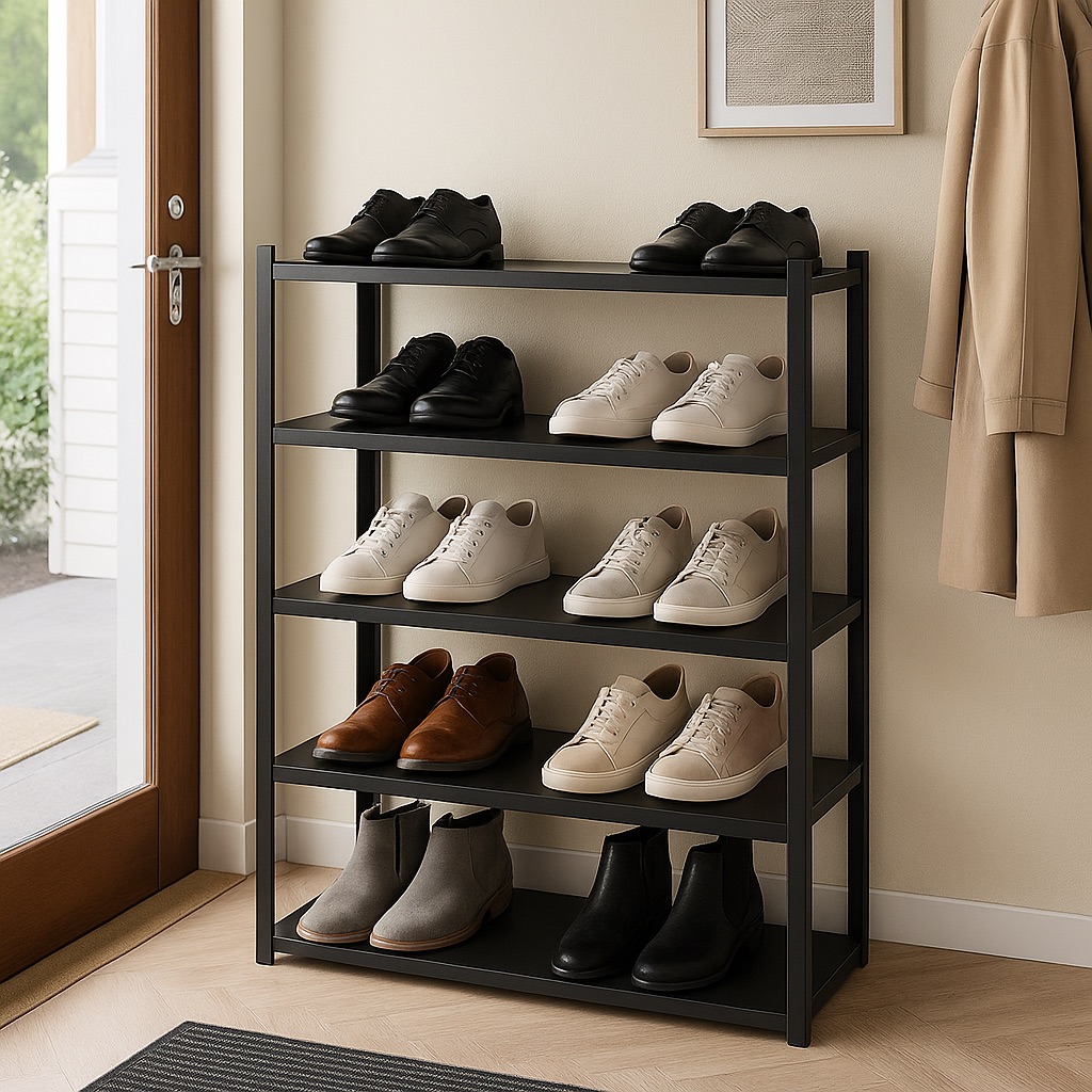 Zenith 5-Tier Black Steel Shoe Rack 0.7M x 0.3M x 1.03M - Image 2