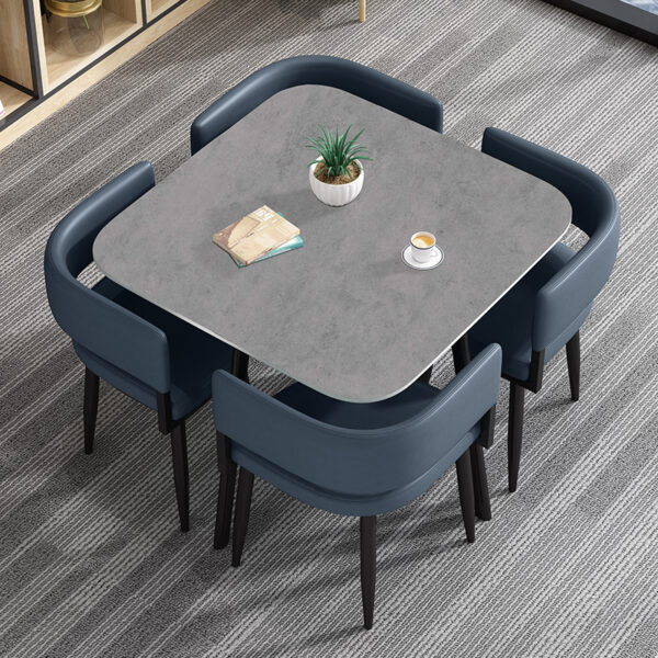 Customizable Social Hub Stone Table & Leather Chair Set – Made to Fit Your Space - Image 2