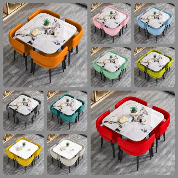 Customizable Social Hub Stone Table & Leather Chair Set – Made to Fit Your Space - Image 2