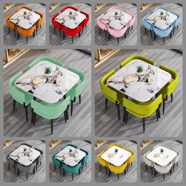 Customizable Social Hub Stone Table & Leather Chair Set – Made to Fit Your Space - Image 4