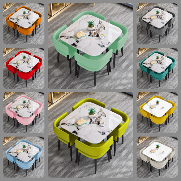 Customizable Social Hub Stone Table & Leather Chair Set – Made to Fit Your Space - Image 3