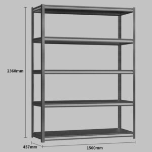 Steel Shelving 1.5M X 0.457M X 2.36M Black