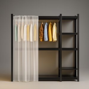 Dust-Proof Sheer Fabric Cover for Open Wardrobe