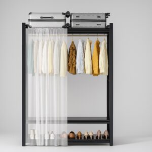 Dust-Proof Sheer Fabric Cover for Open Wardrobe